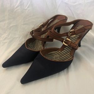 Sergio Rossi navy blue mule heels - Size 38